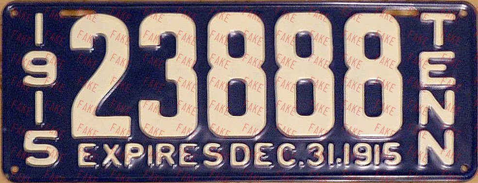 1915 Tennessee Replica metal License plate 